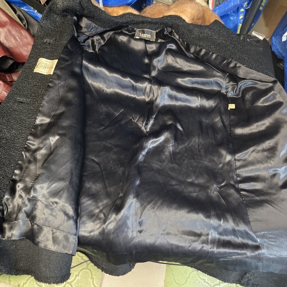 Vtg 60s Curlinda black Faux Curly Persian Lamb Mink Princess Coat - Picture 5 of 15